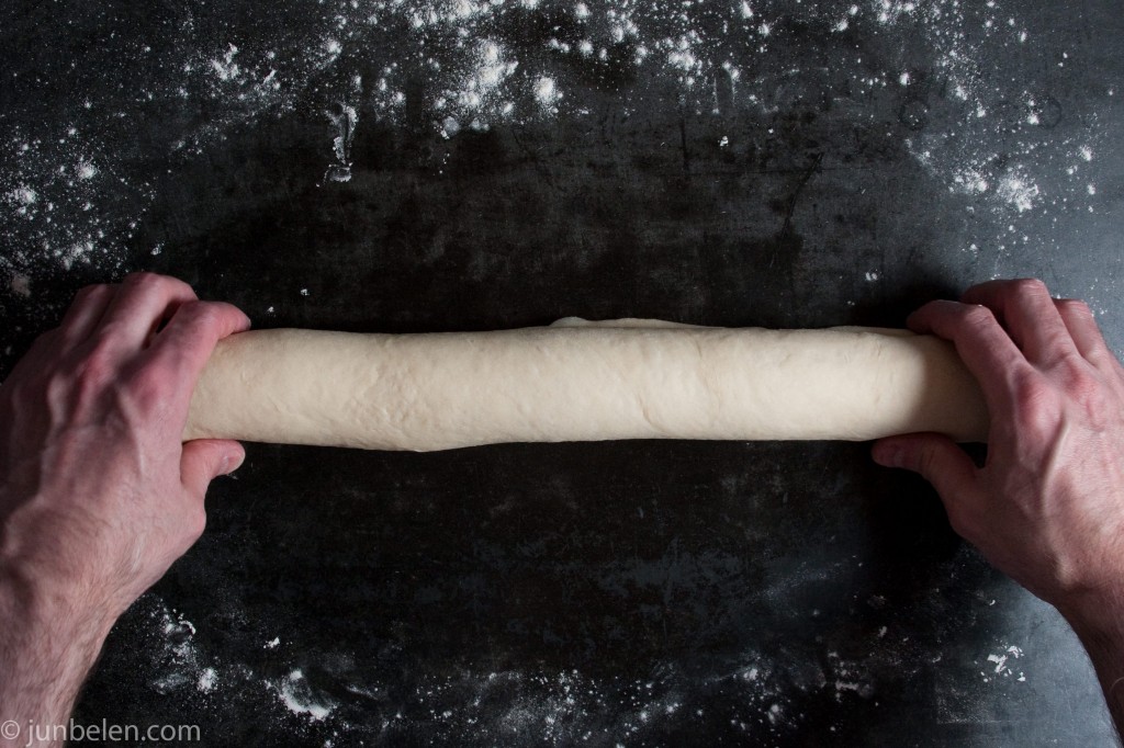 Roll the dough to form a log.