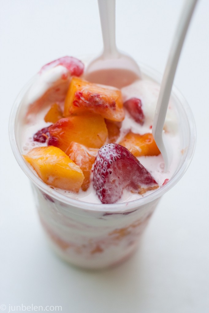 Allie's Frozen Yogurt with Carolina Peaches and Strawberries