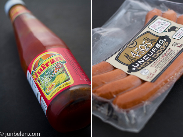 Spaghetti Sauce with Banana Ketchup and Hotdogs